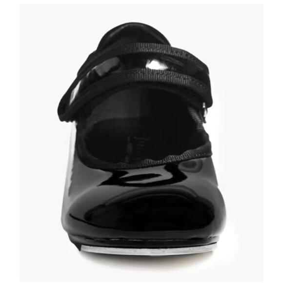 Danskin Girls Tap Dance Shoes Black Patent Leather Size 2 NWT - Picture 4 of 8